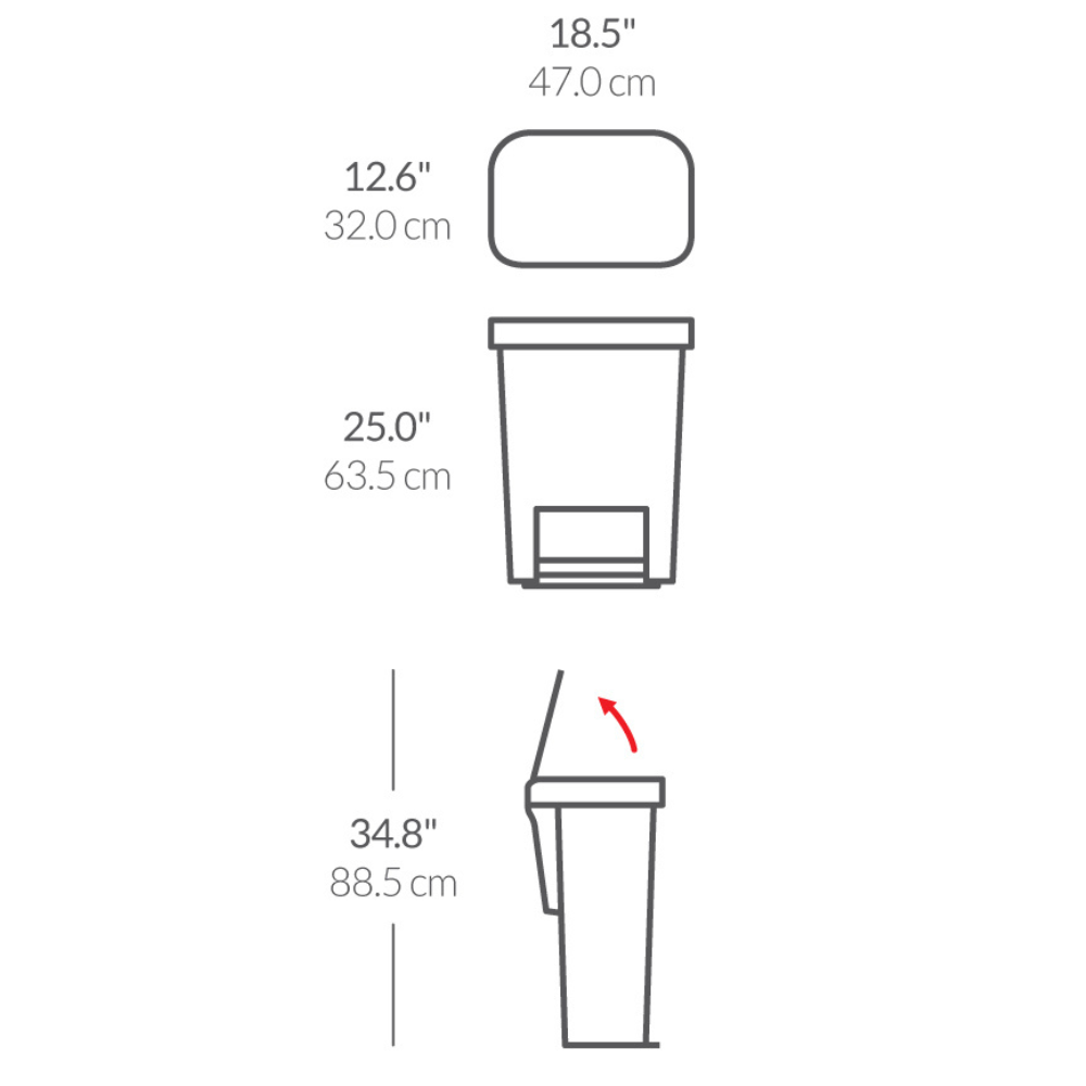 Ορθογώνιος Κάδος με Πεντάλ & Θήκη Σακούλας 45L - CW1385CB Simplehuman