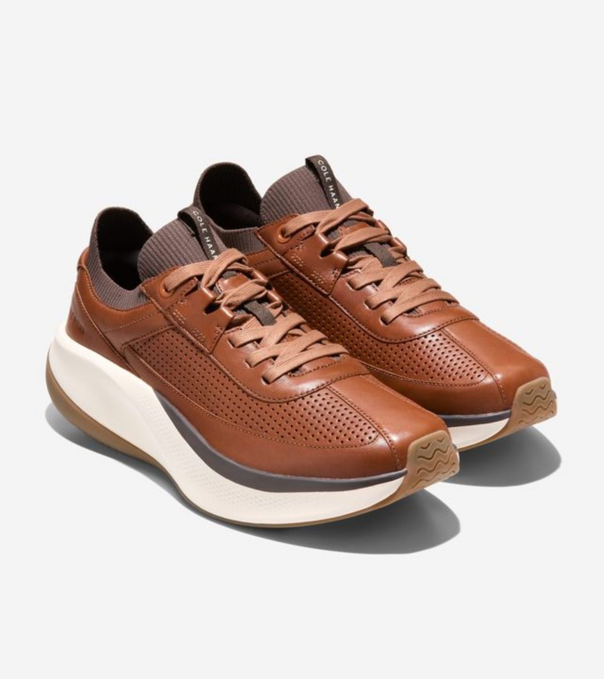 Ανδρικά GrandPrø All-Day Leather Running Sneakers British Tan-Dark Chocolate-Ivory (C42332M) - Cole Haan