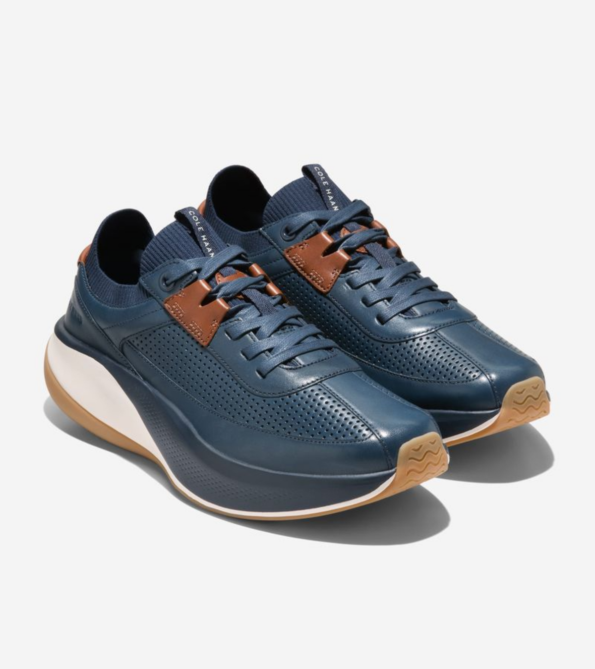 Ανδρικά GrandPrø All-Day Leather Running Sneakers Navy Blazer-British Tan-Ivory (C42333M) - Cole Haan