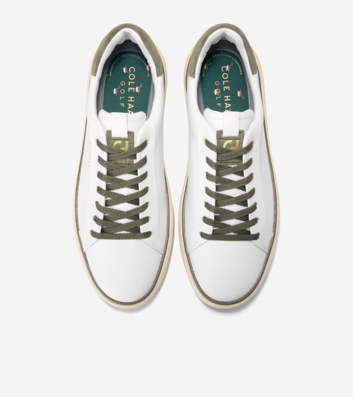 Ανδρικά GrandPrø Topspin Golf Sneaker White-Dusty Olive-Angora (C42386M) - Cole Haan