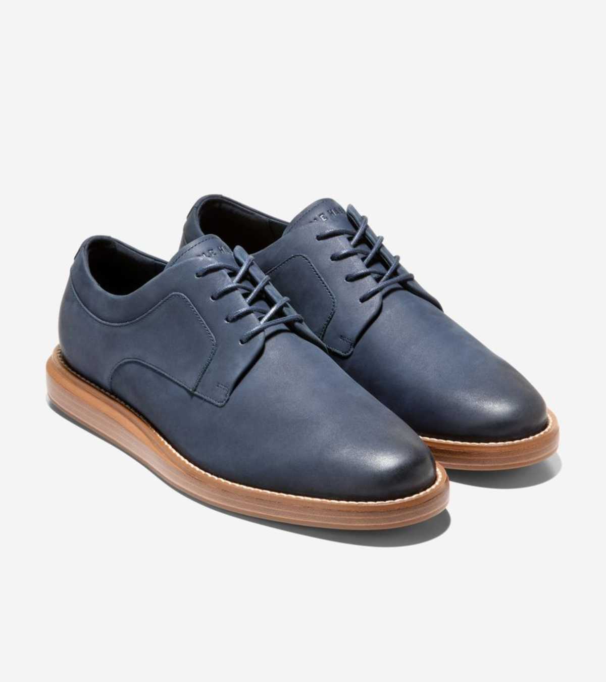 Ανδρικά Grand Neoclassic Plain Toe Oxfords Navy Blazer Nubuck -Dark Natural (C43799M) - Cole Haan