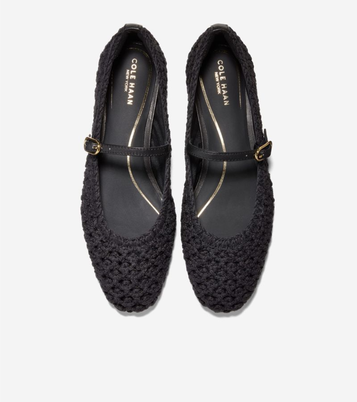 Γυναικεία Harlan Mary Jane Ballets Black Woven Fabric / Leather (W36655B) - Cole Haan