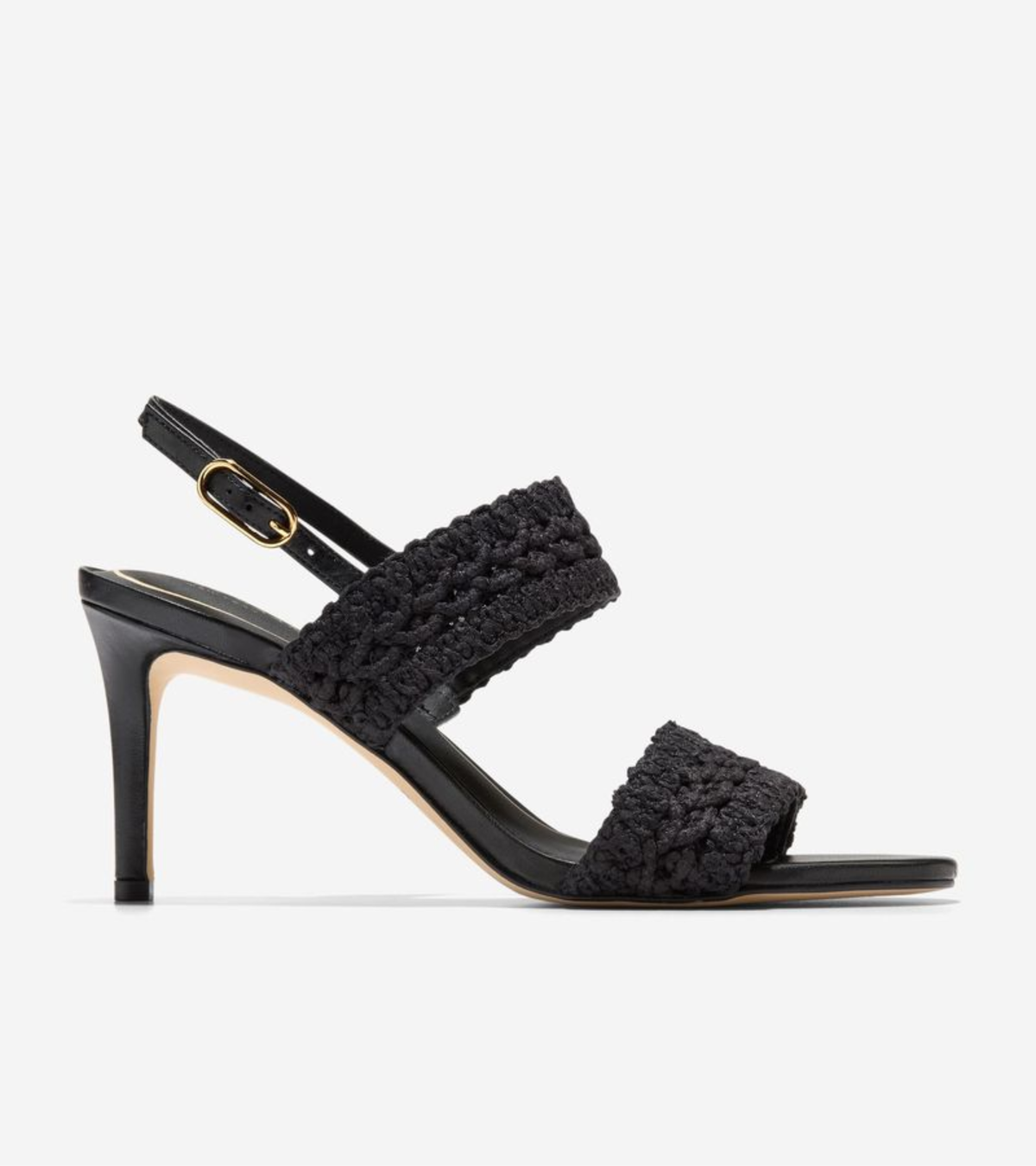 Γυναικεία Harlan Double Band Sandals Black Woven Fabric / Leather (W36806B) - Cole Haan