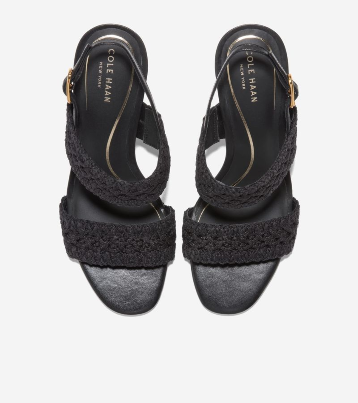Γυναικεία Harlan Double Band Sandals Black Woven Fabric / Leather (W36806B) - Cole Haan