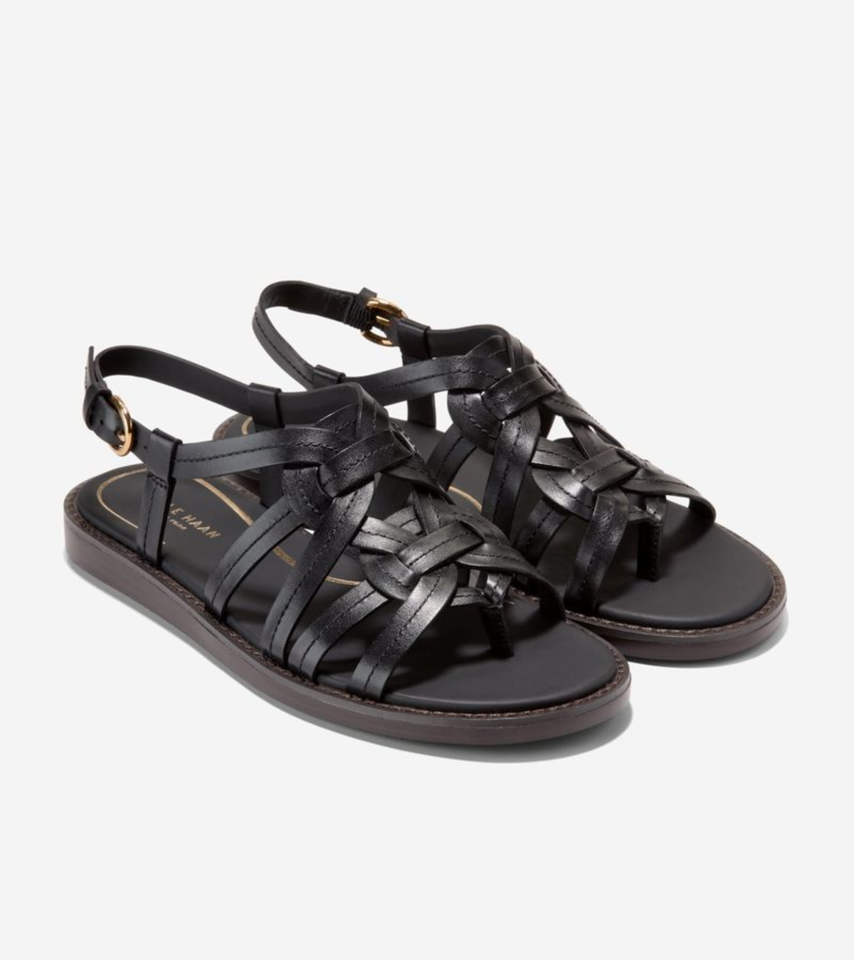 Γυναικεία Kami Interwover Thong Sandals Black Leather (W36608B) - Cole Haan