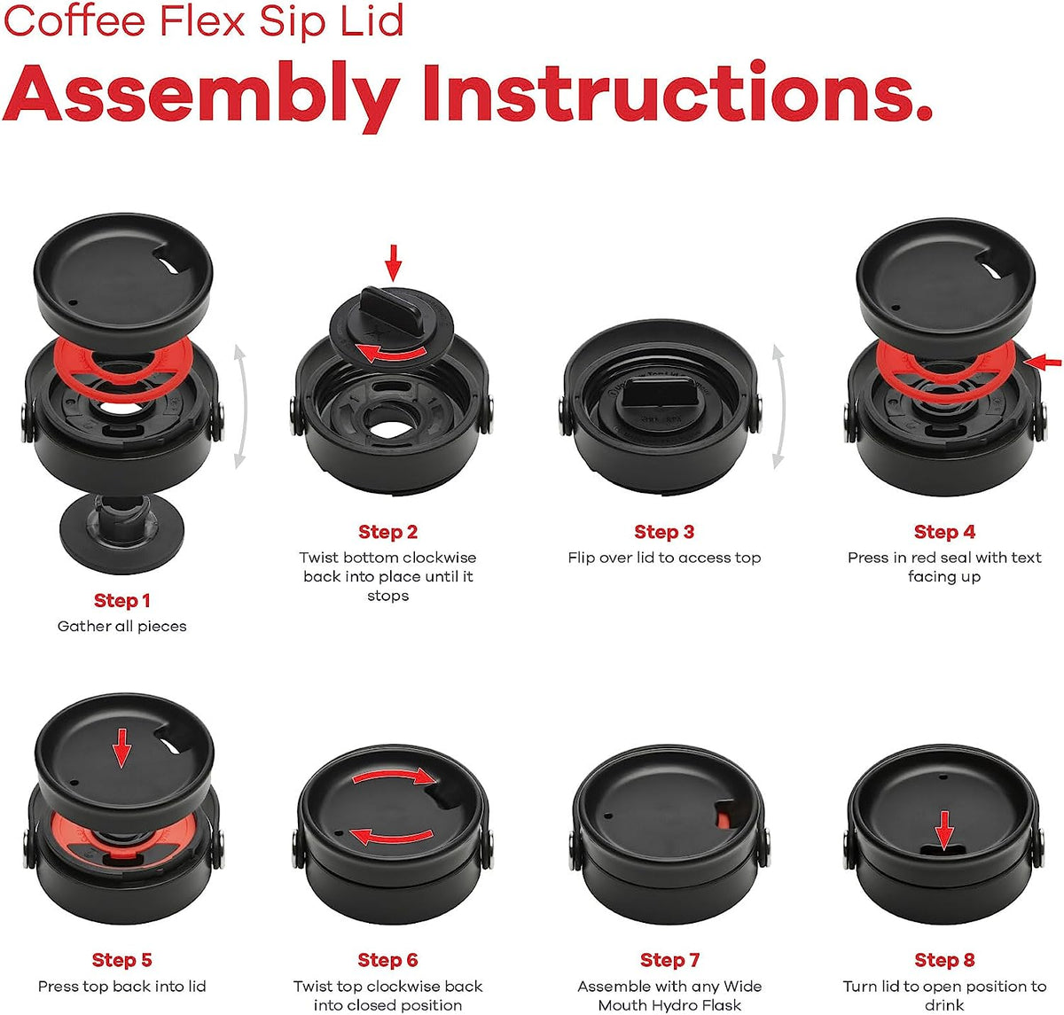 Hydro Flask Πώμα Flex Sip™ Lid για Wide Mouth – Μαύρο (CFX001)