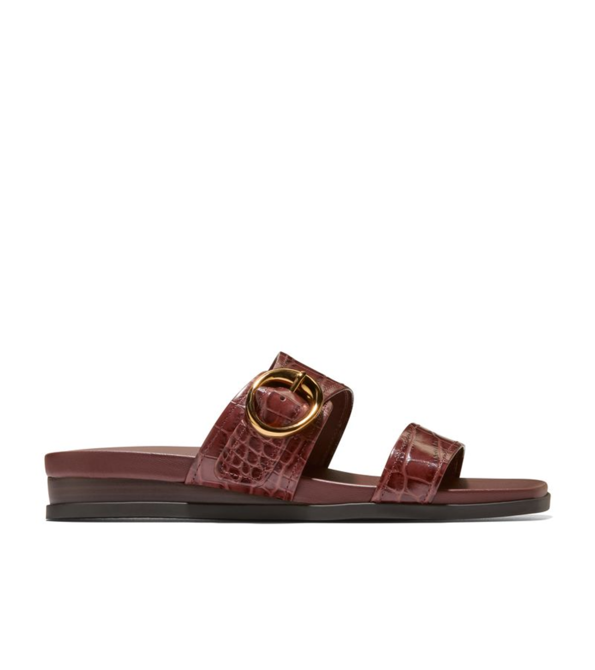 Γυναικεία Oaklynn Double Band Footbed Sandals Mahogany Croc Print (W35352B) - Cole Haan