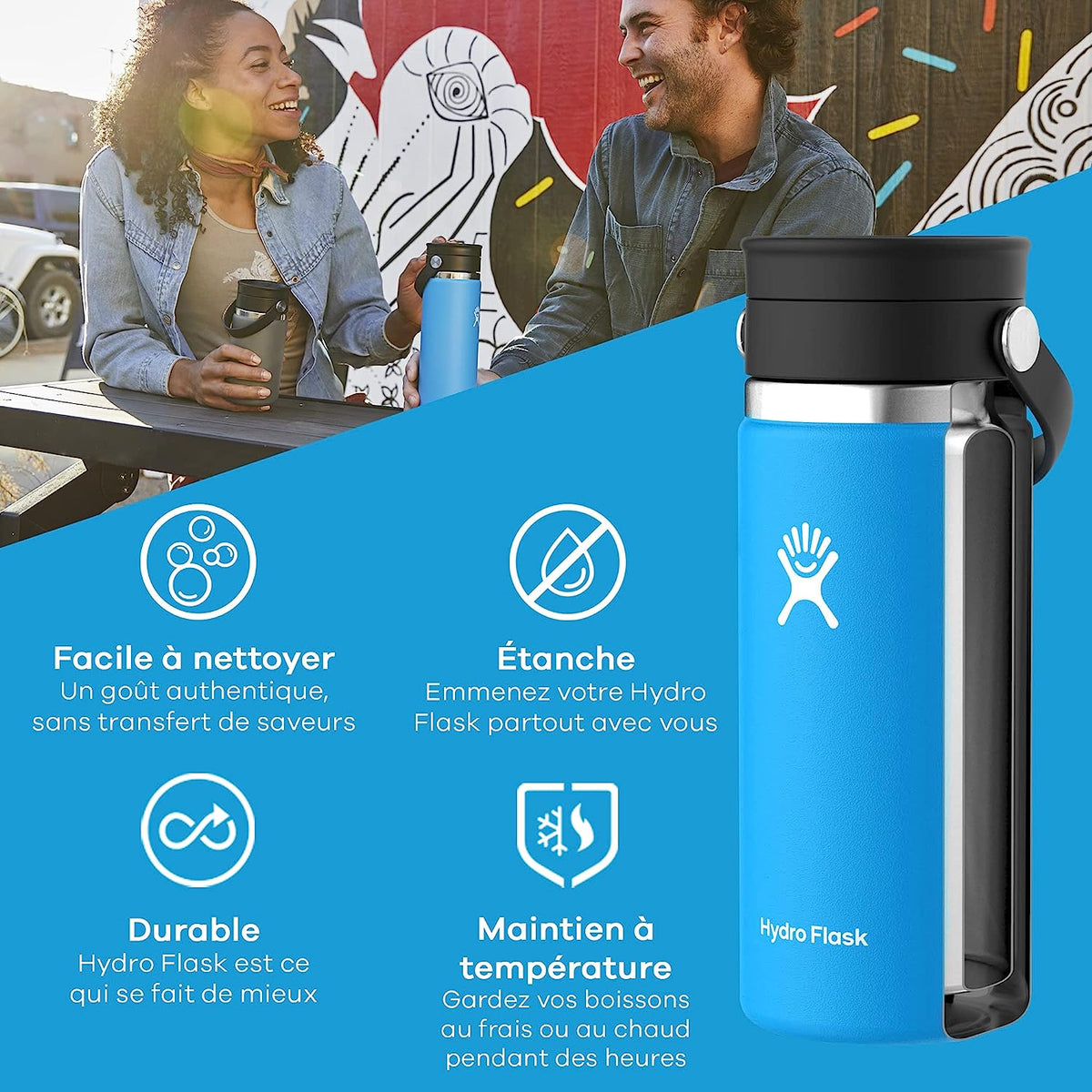 Hydro Flask Μπουκάλι Wide Mouth Flex Sip Lid 355 ml – Indigo (W12BCX464)