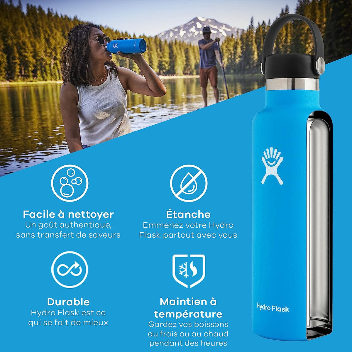 Hydro Flask Μπουκάλι Standard Mouth με Flex Straw Cap 591 ml – Μαύρο (S21FS001)