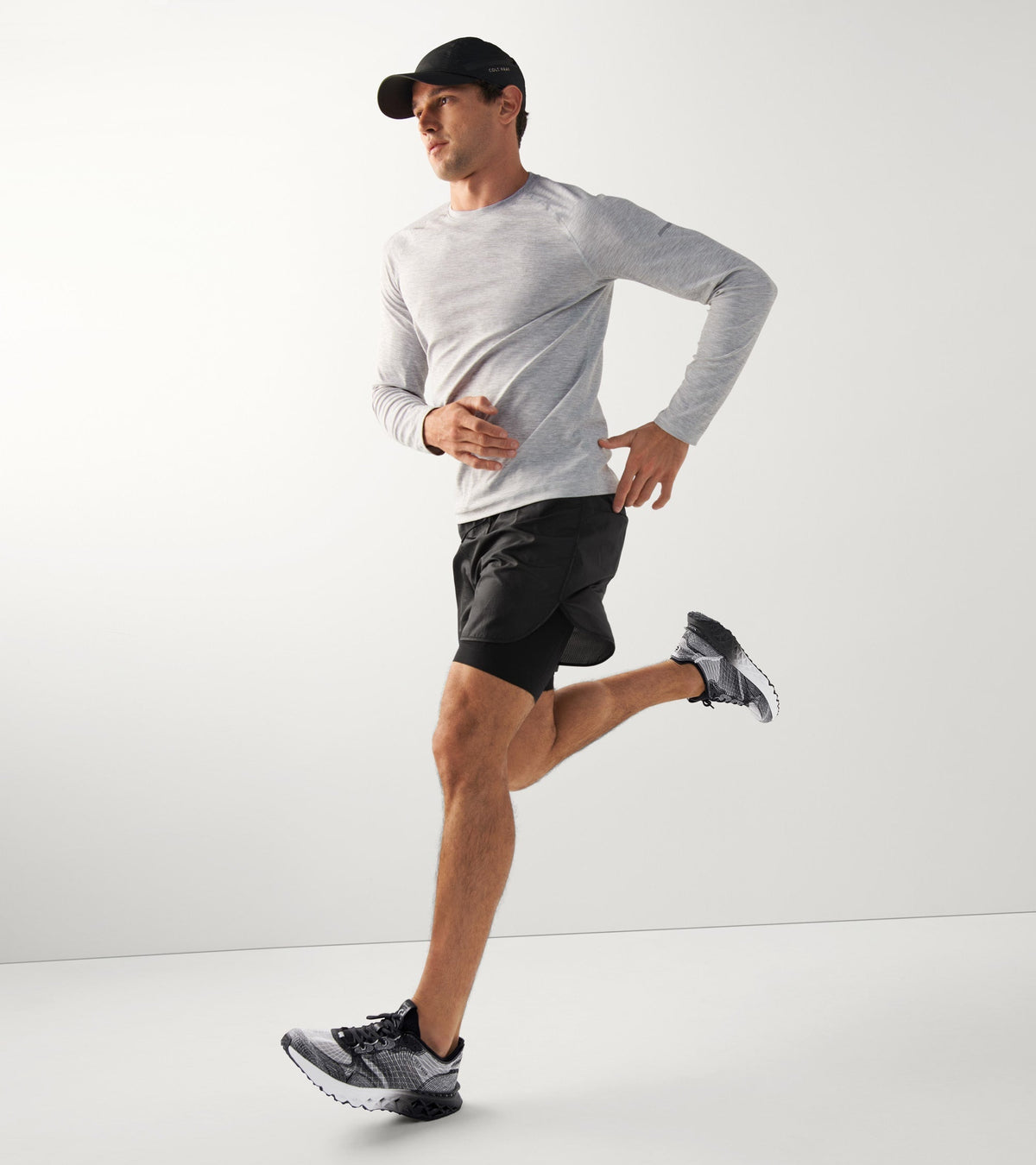 Ανδρικά 5.ZERØGRAND Embrostitch Running Shoe Black-Gray Pinstripe-Optic White (C37360W) - Cole Haan