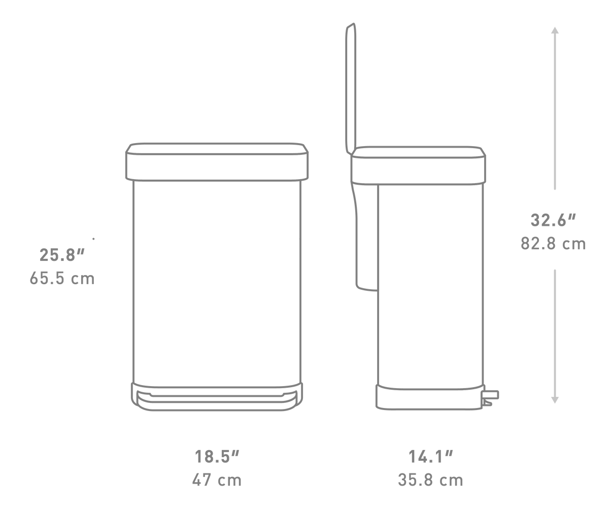 Simplehuman 55L rectangular pedal bin with liner pocket, matte black (CW2103)