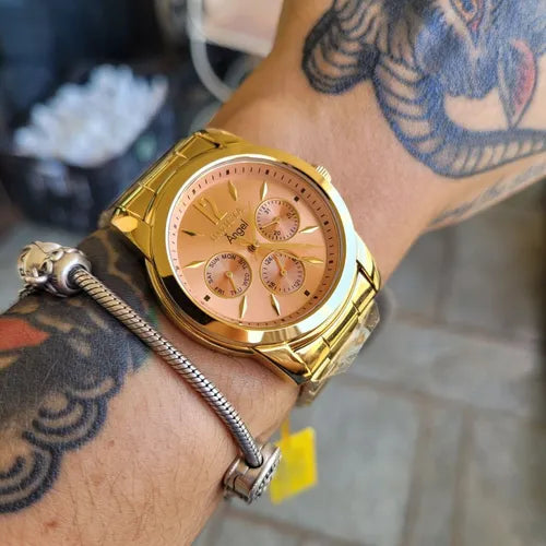 Ρολόι Invicta Angel Orange Dial 18kt Gold-plated 0464 Quartz - Γυναικείο 38mm