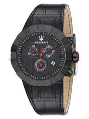 Ρολόι με Μαύρο Δερμάτινο Λουρί MASERATI R8871603001- Ανδρικό