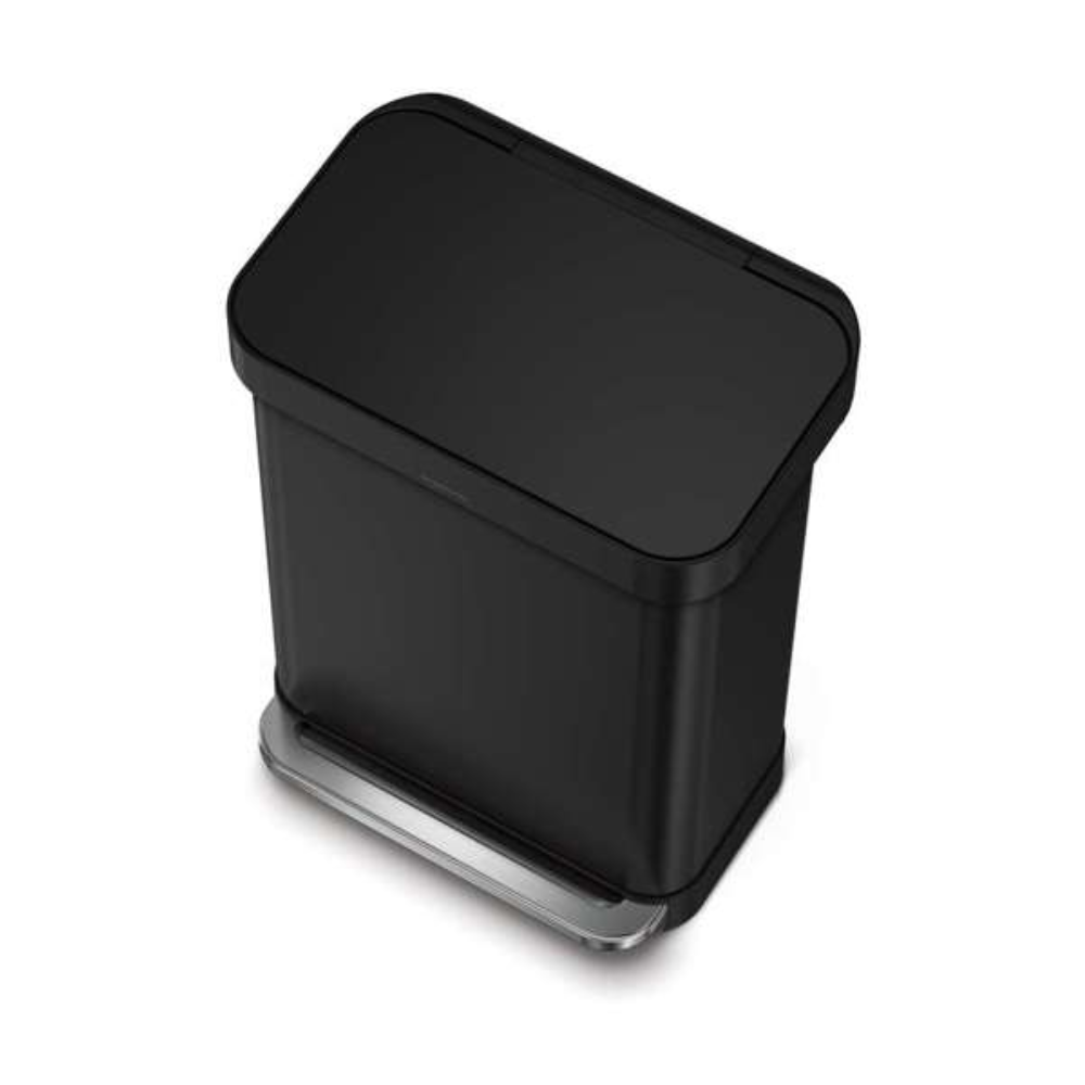 Simplehuman 55L rectangular pedal bin with liner pocket, matte black (CW2103)