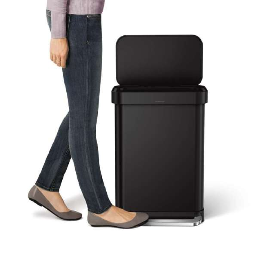 Simplehuman 55L rectangular pedal bin with liner pocket, matte black (CW2103)