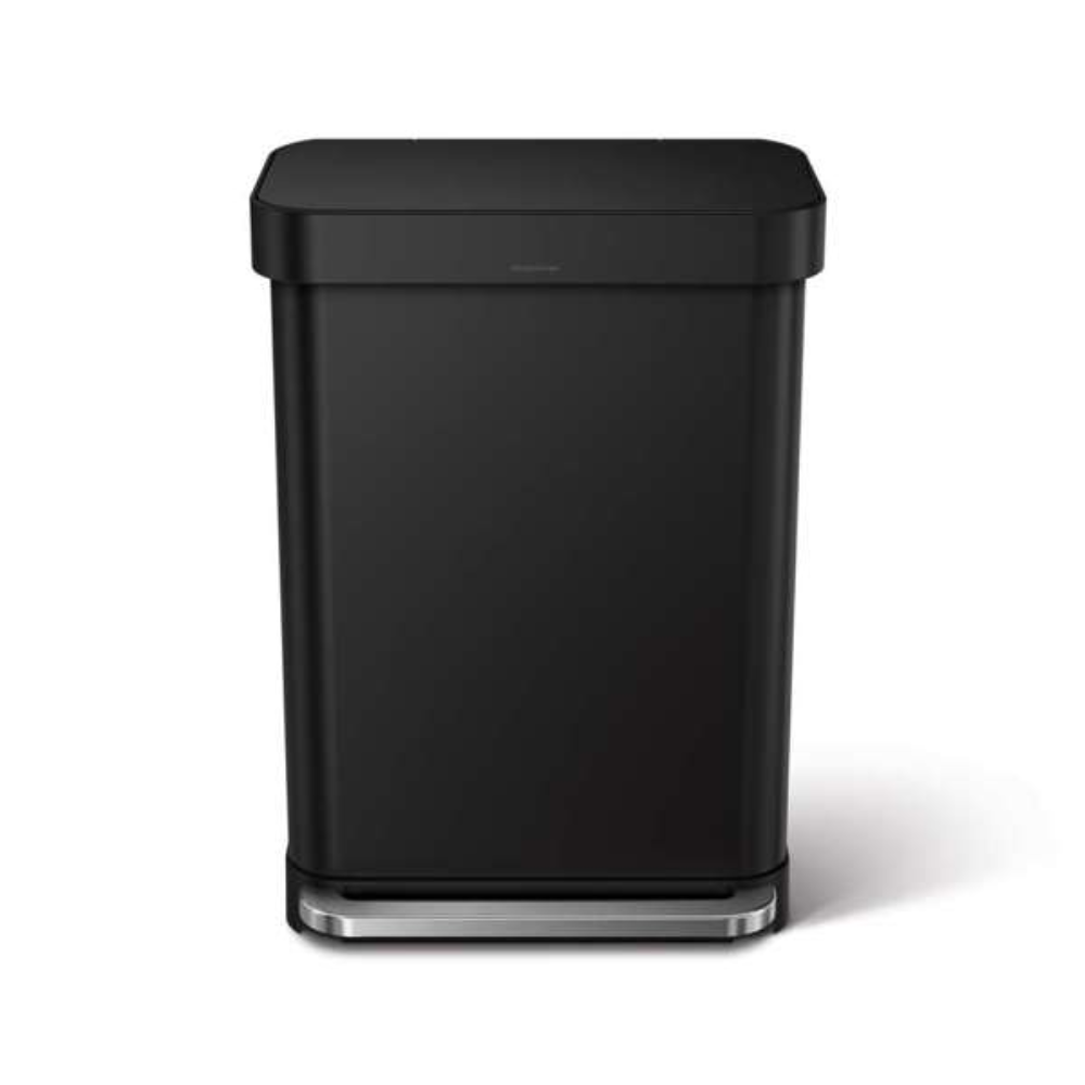 Simplehuman 55L rectangular pedal bin with liner pocket, matte black (CW2103)