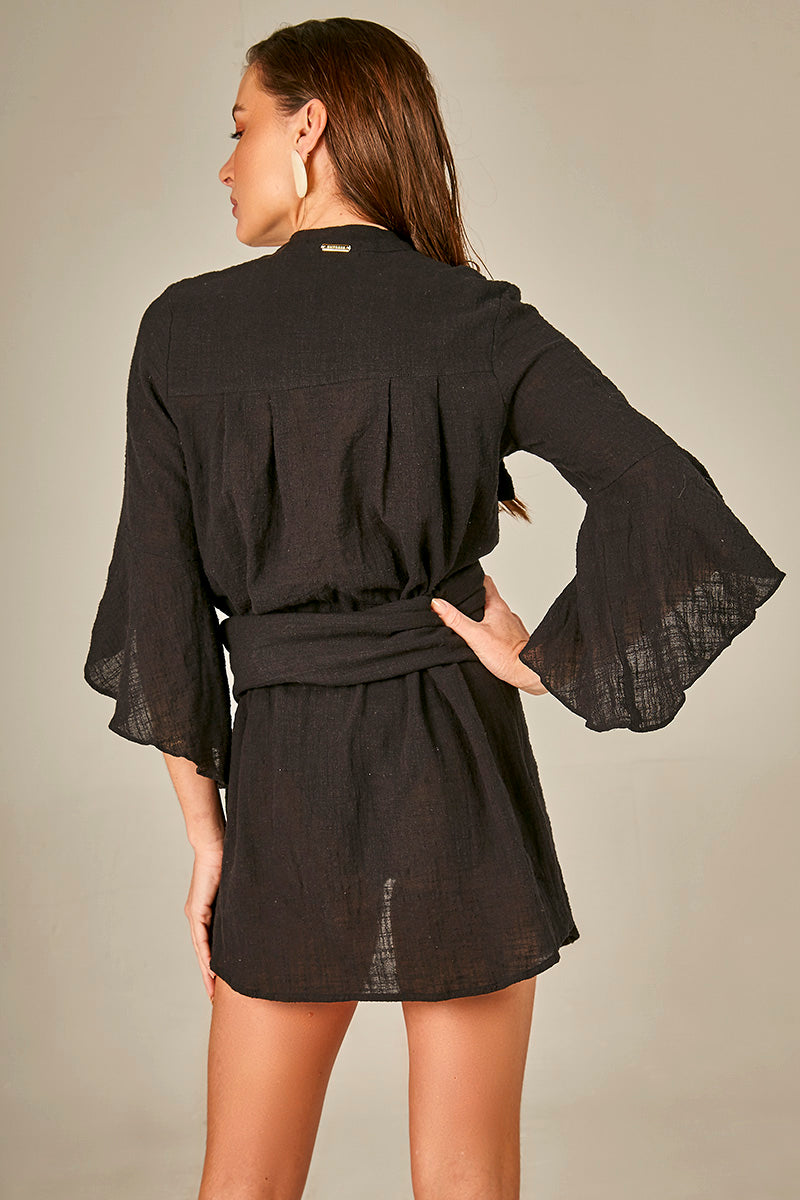 Ruffle Safari Shirt In Black