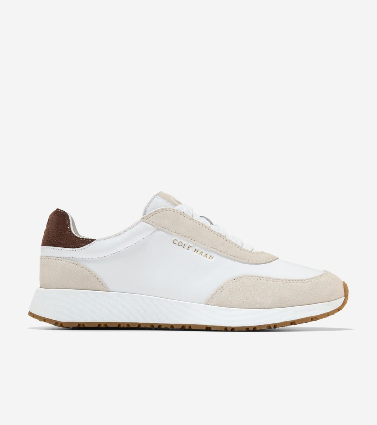 Γυναικεία GrandPrø Luxe Mile Slip-On Sneakers White Leather-Ancient Scroll Suede-Fondue Fudge (W37844B) - Cole Haan