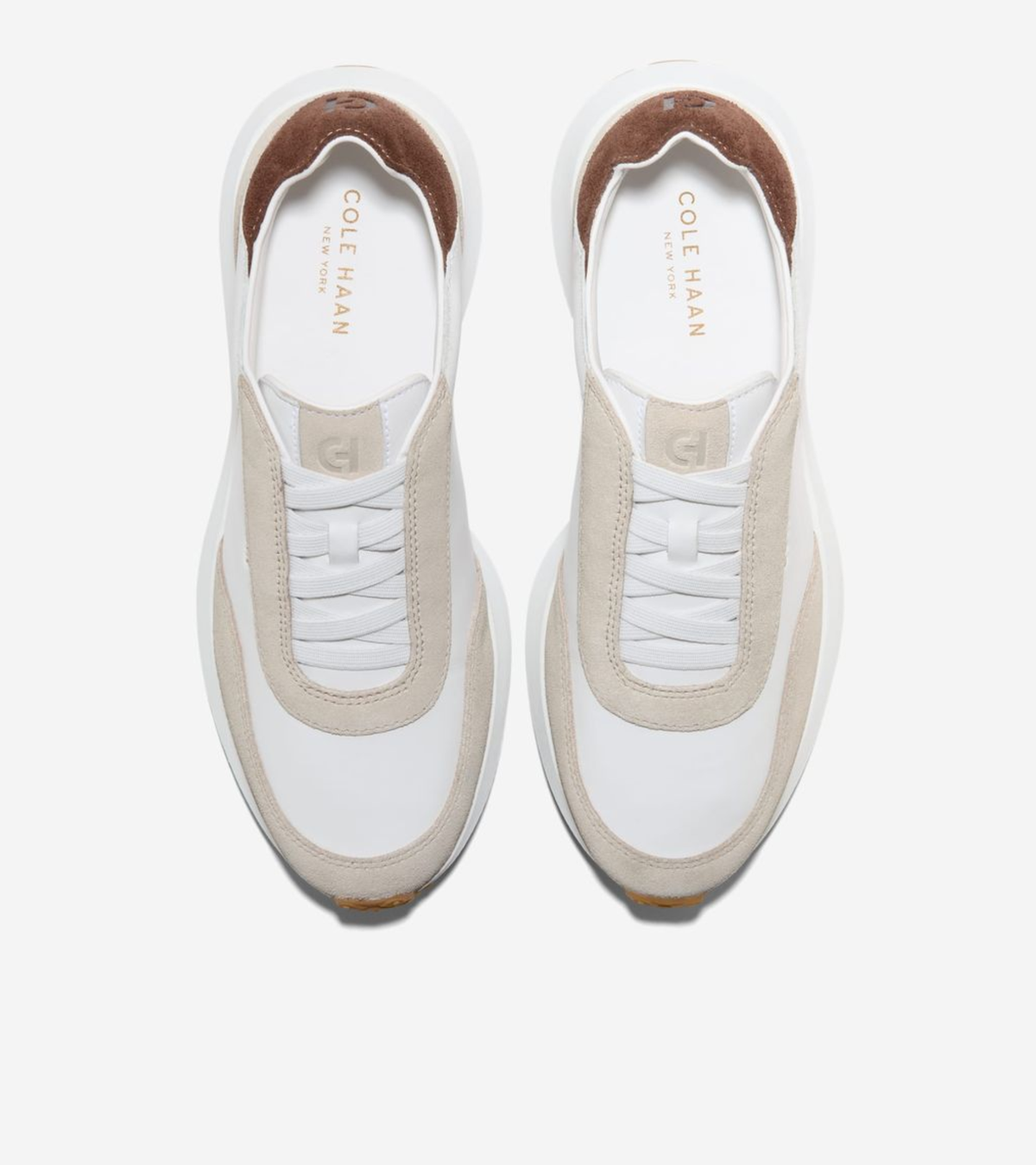 Γυναικεία GrandPrø Luxe Mile Slip-On Sneakers White Leather-Ancient Scroll Suede-Fondue Fudge (W37844B) - Cole Haan