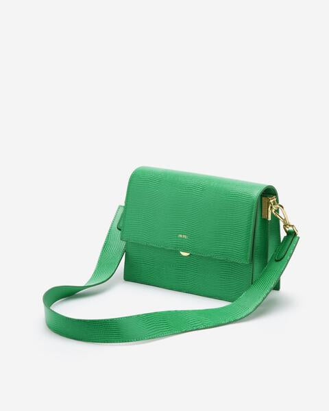 JW PEI Mini Flap Crossbody - Grass Green Lizard 20cm x 15.5cm x 8cm