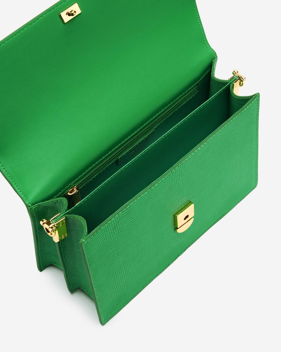 JW PEI Mini Flap Crossbody - Grass Green Lizard 20cm x 15.5cm x 8cm