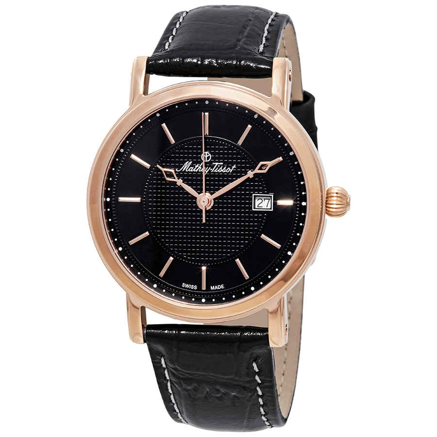 Ρολόι Mathey-Tissot City Black Dial Black Leather H611251PN - Ανδρικό